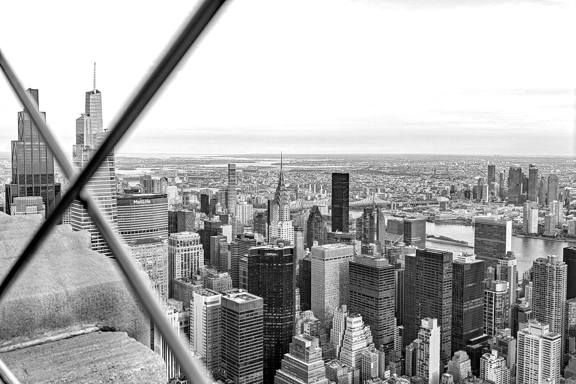 Black & White New York City Skyline Landscape Print | Empire State Building Wall Art