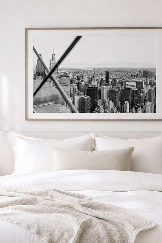Black & White New York City Skyline Landscape Print | Empire State Building Wall Art