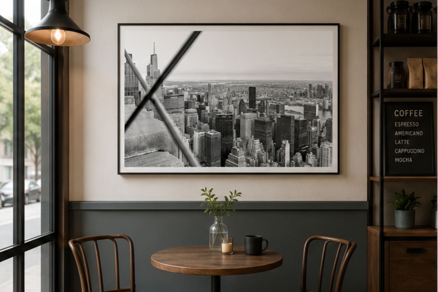 Black & White New York City Skyline Landscape Print | Empire State Building Wall Art